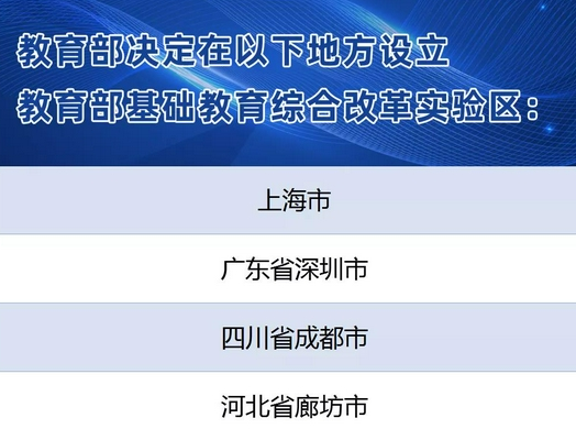 教育部决定设立基础教育综合改革实验区