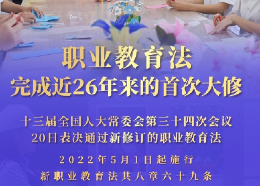 推动职业教育高质量发展 新职业教育法5月1日起施行